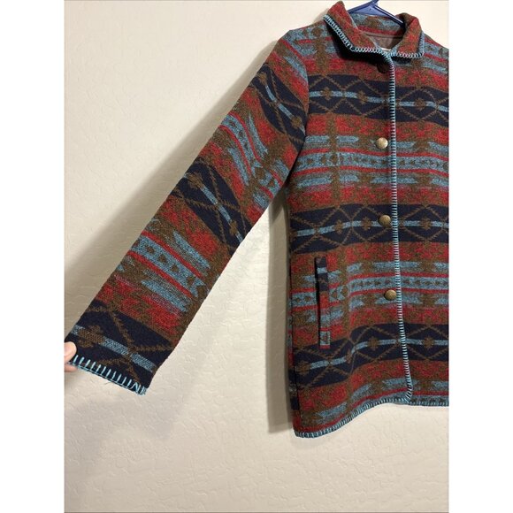 Outback Trading Co Womens Jacket Moree Aztec Western Whipstitch Chore Farm Sz S - Picture 3 of 12